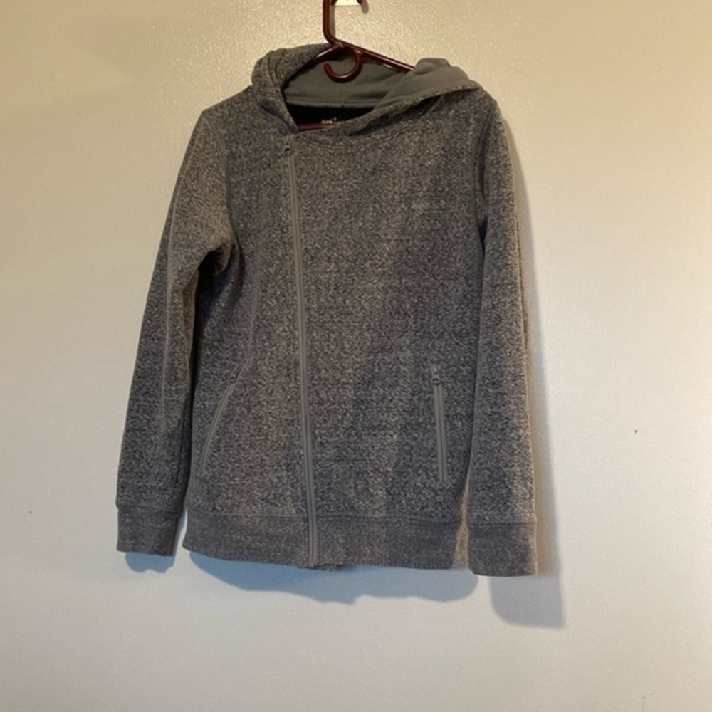 Diva Snow Gear Heather gray  hooded pocket full tip up long sleeve cotton blend